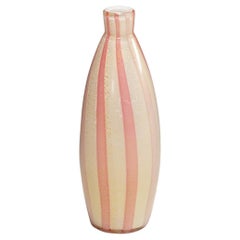 Used 1950s Murano Art Glass Vase with Pink Stripes by Archimede Seguso 'Attr.'
