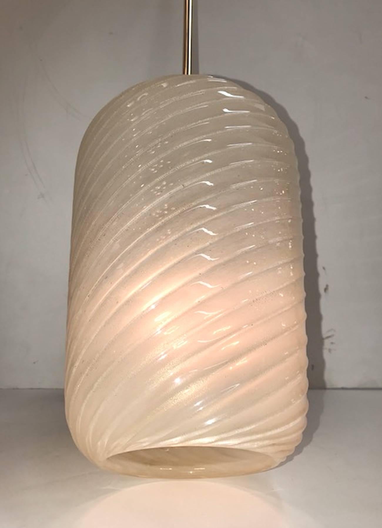 Mid-Century Modern 1950s Murano Aventurine Blown Glass Pendant Light For Sale