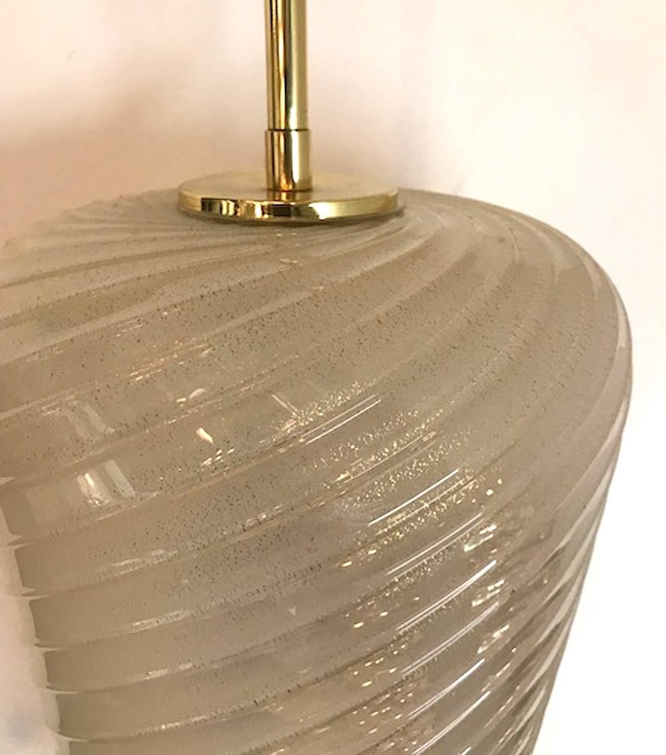 1950s Murano Aventurine Blown Glass Pendant Light In Good Condition For Sale In New York, NY