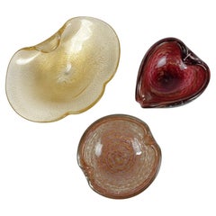 1950's Murano Barbini Gold Copper Aventurine Art Glass Bowl Lot