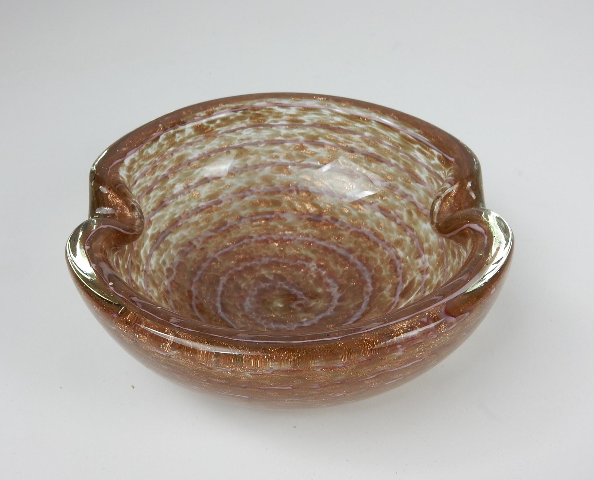 20th Century 1950's Murano Barbini Gold Copper Aventurine Art Glass Bowl Lot For Sale