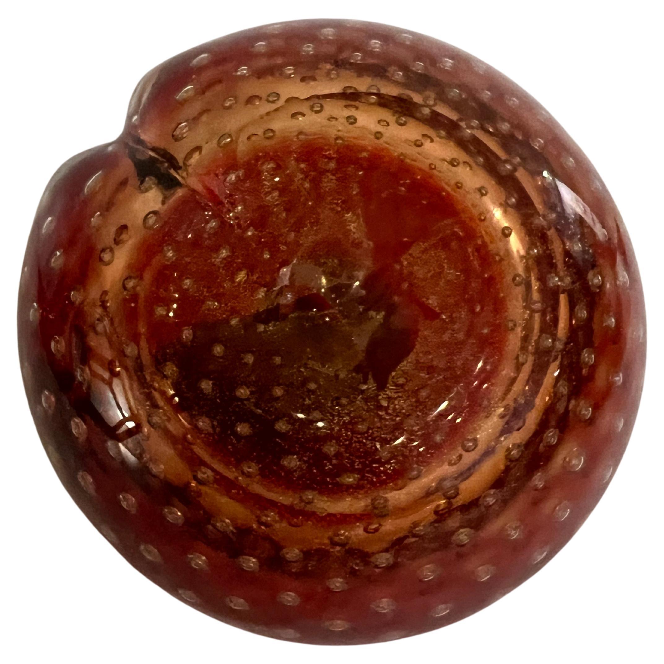 Mid-Century Modern 1950's Murano Bubble Glass Apple Paperweight Decorative sculpture For Sale