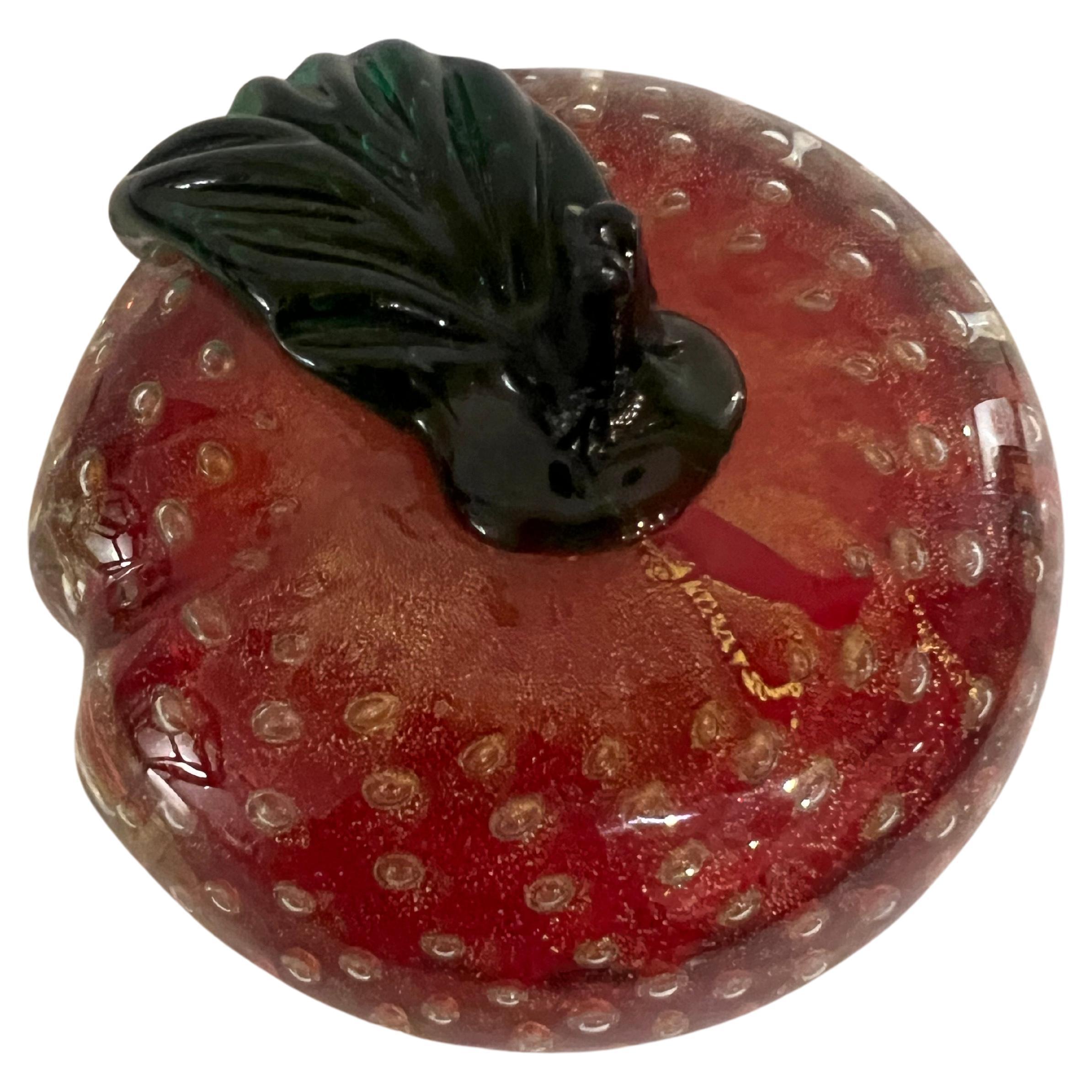 20th Century 1950's Murano Bubble Glass Apple Paperweight Decorative sculpture For Sale