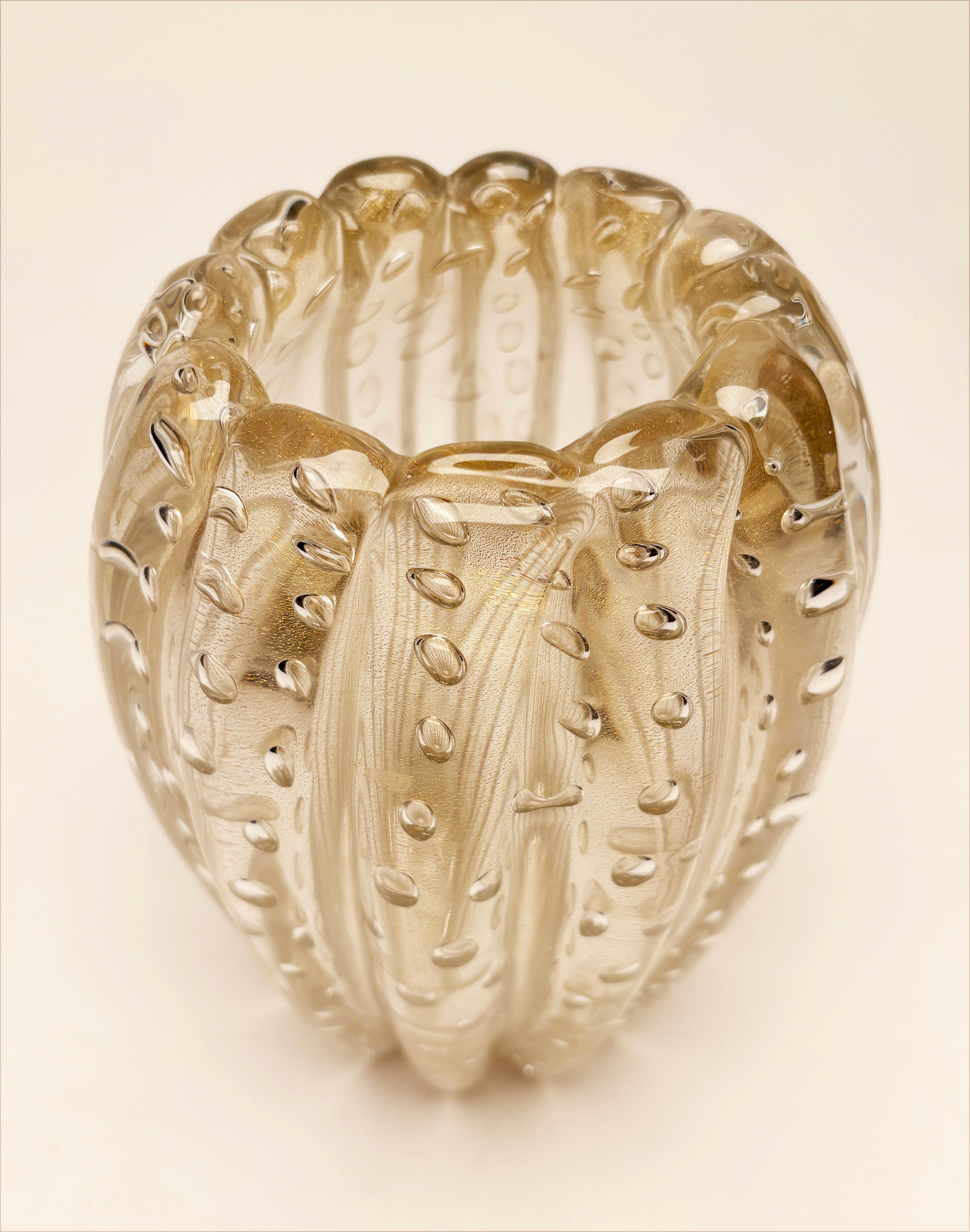 Modern 1950's Murano Bubbles and Gold Leaf Vase by Ercole Barovier for Barovier & Toso
