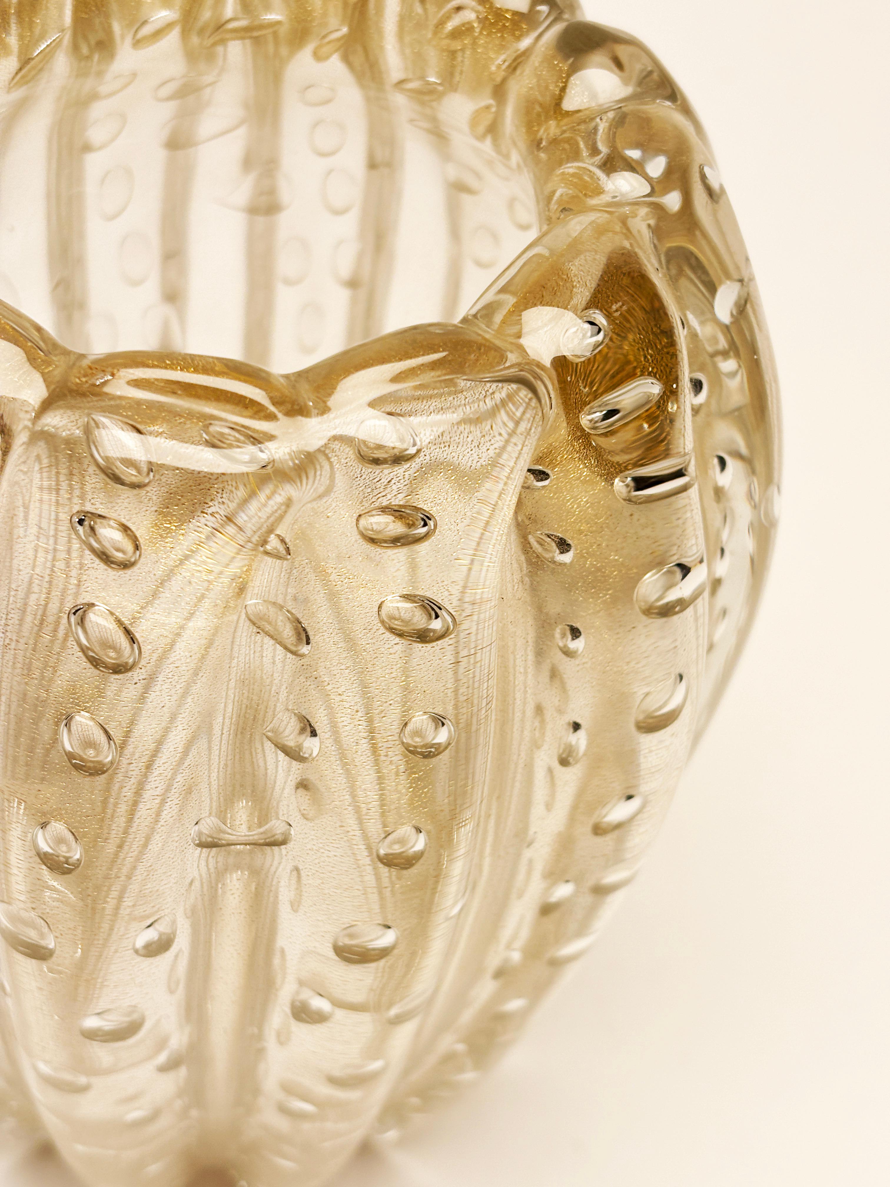 Italian 1950's Murano Bubbles and Gold Leaf Vase by Ercole Barovier for Barovier & Toso