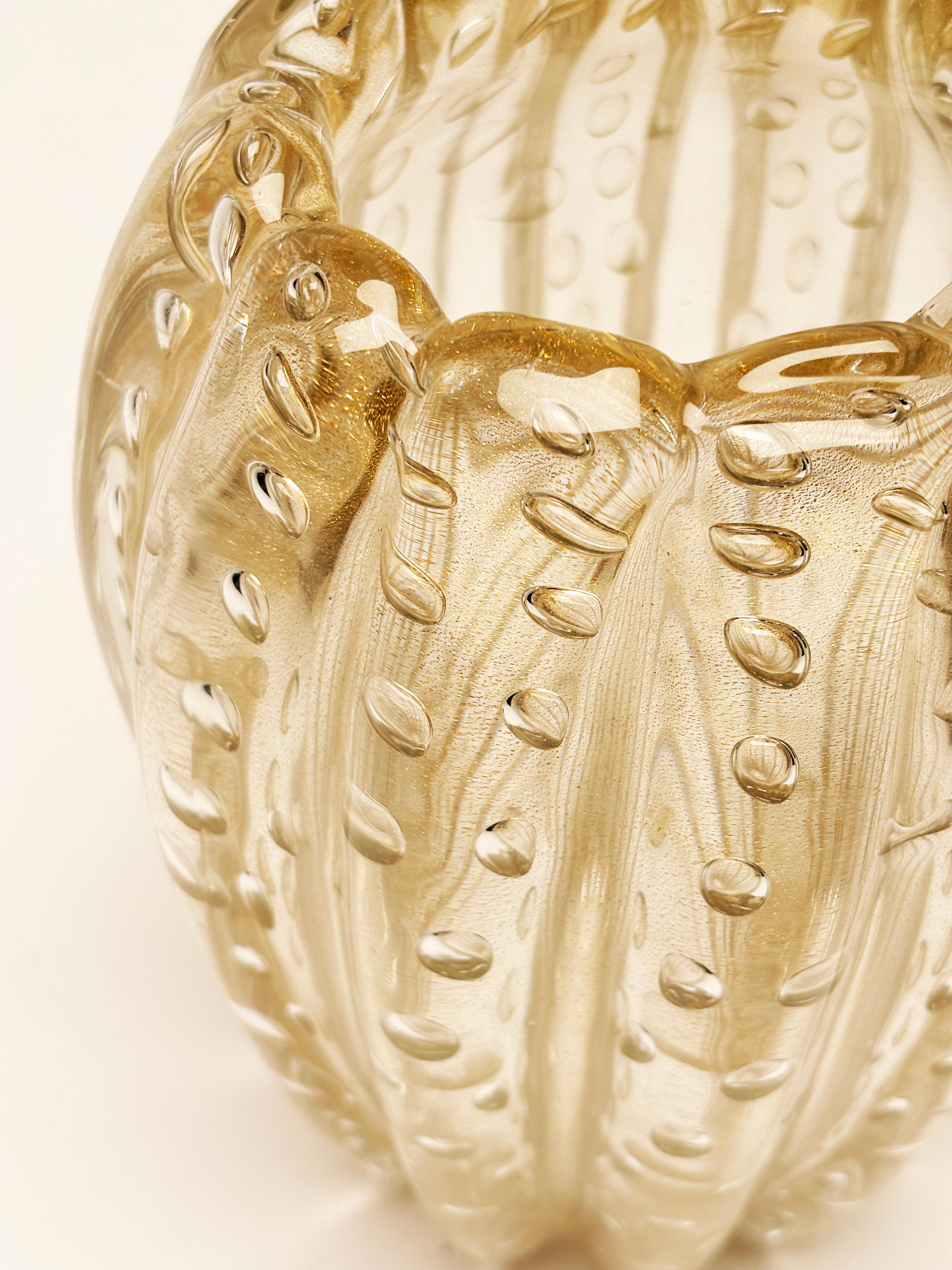 Hand-Crafted 1950's Murano Bubbles and Gold Leaf Vase by Ercole Barovier for Barovier & Toso