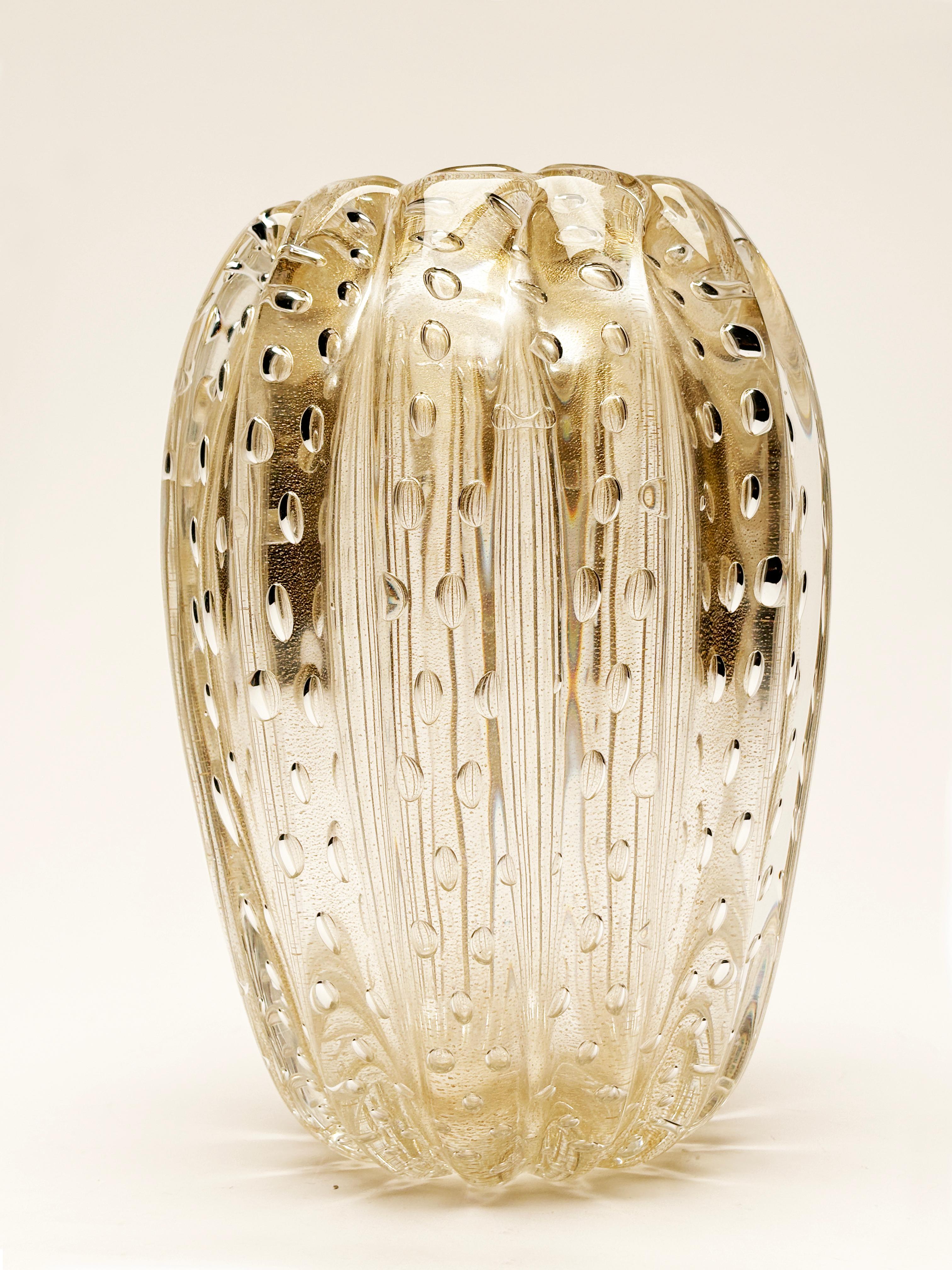 20th Century 1950's Murano Bubbles and Gold Leaf Vase by Ercole Barovier for Barovier & Toso