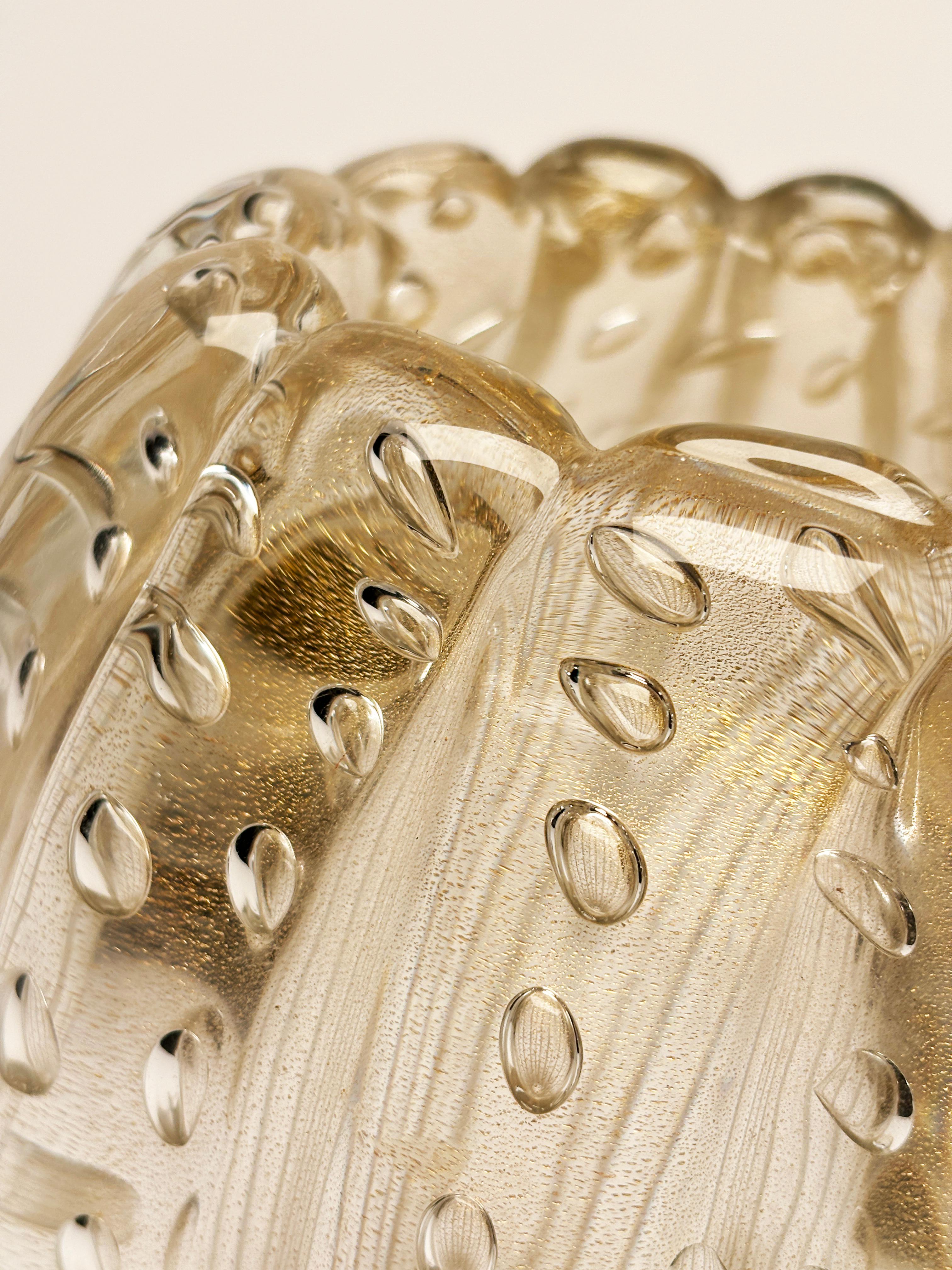 Murano Glass 1950's Murano Bubbles and Gold Leaf Vase by Ercole Barovier for Barovier & Toso