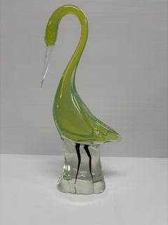 Figura decorativa di un airone di Murano del 1950