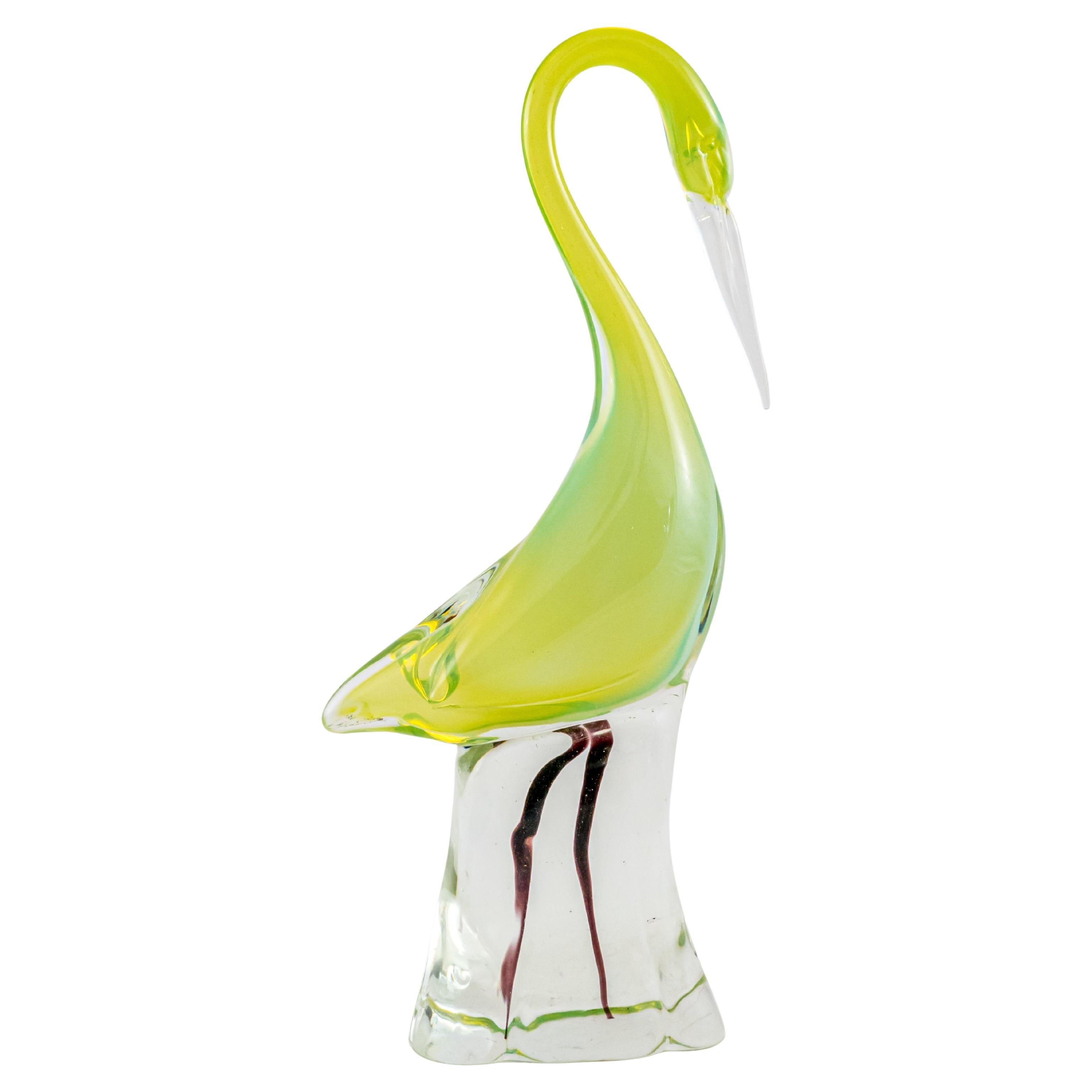 Murano Glass Herron Sculpture, Mid-Century Modern, Hand-Crafted, Italy