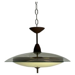 Lustre en verre de Murano et laiton des années 1950 attribué à Fontana Arte