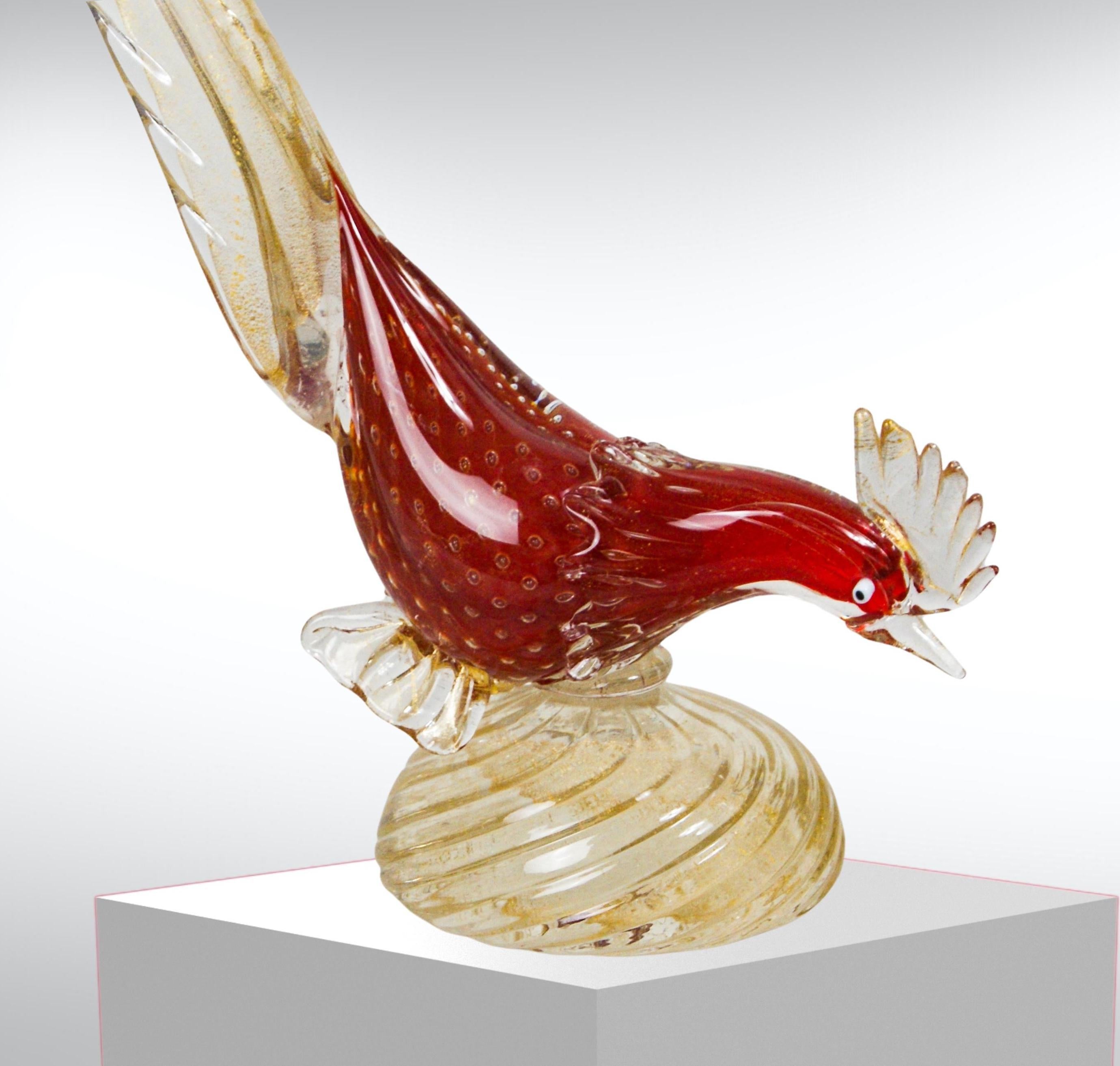 Hollywood Regency Sculpture d'oiseau en verre de Murano des années 1950 par Barovier & Toso Attr.