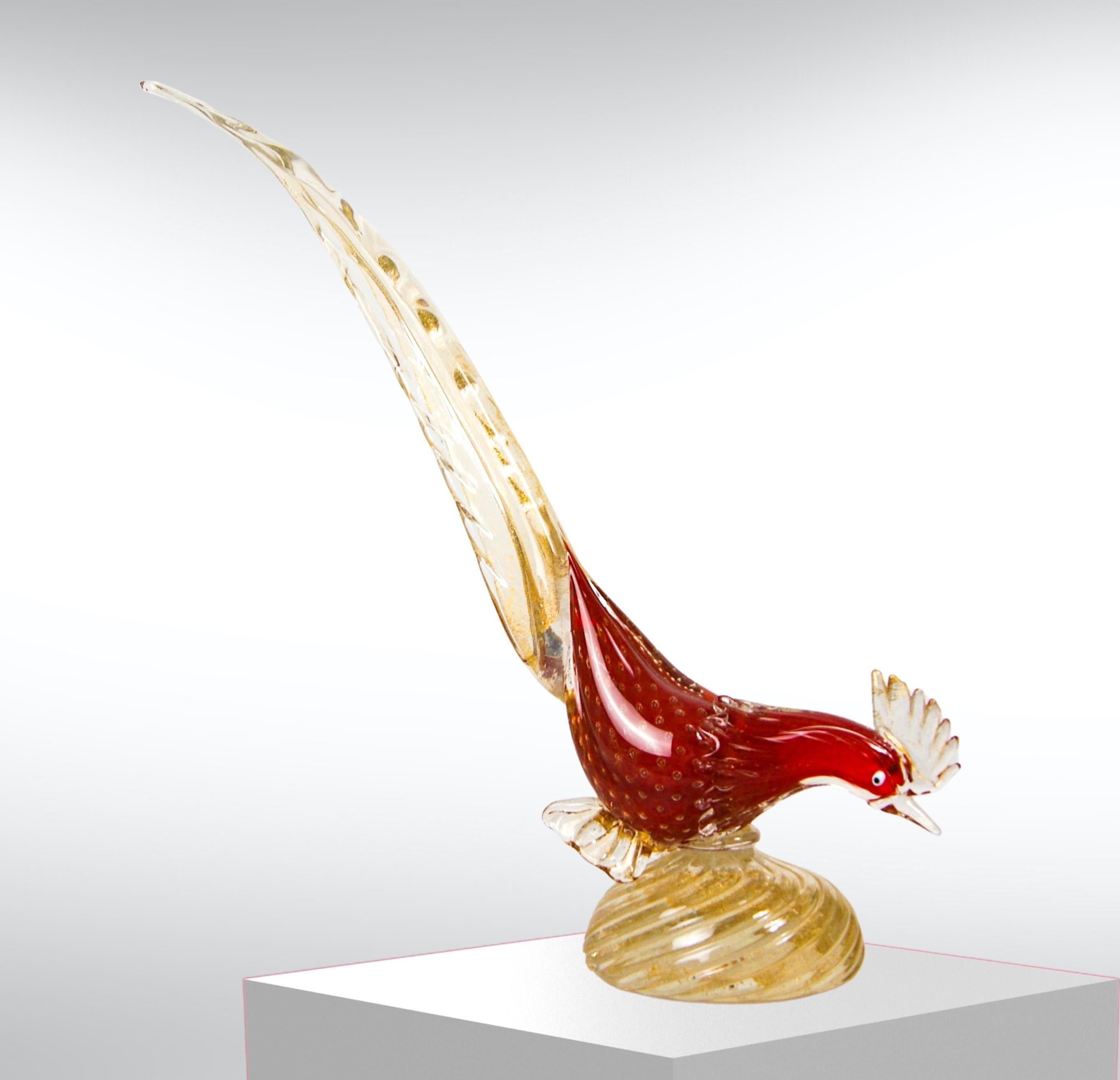 20ième siècle Sculpture d'oiseau en verre de Murano des années 1950 par Barovier & Toso Attr.