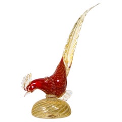 Vintage 1950s Murano Glass Bird Sculpture Barovier & Toso Attributed