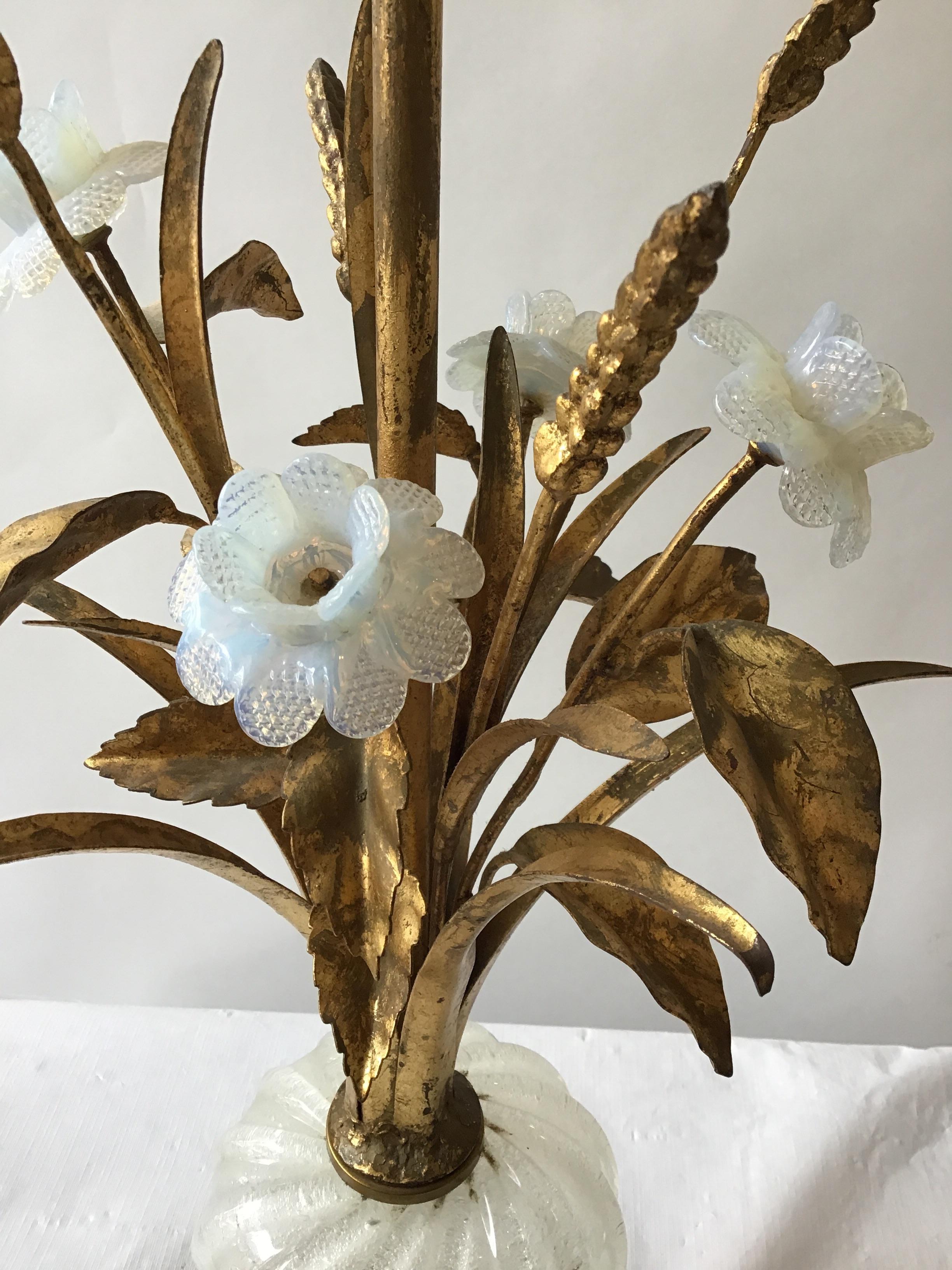 1950s Murano Glass Floral Table Lamp 3