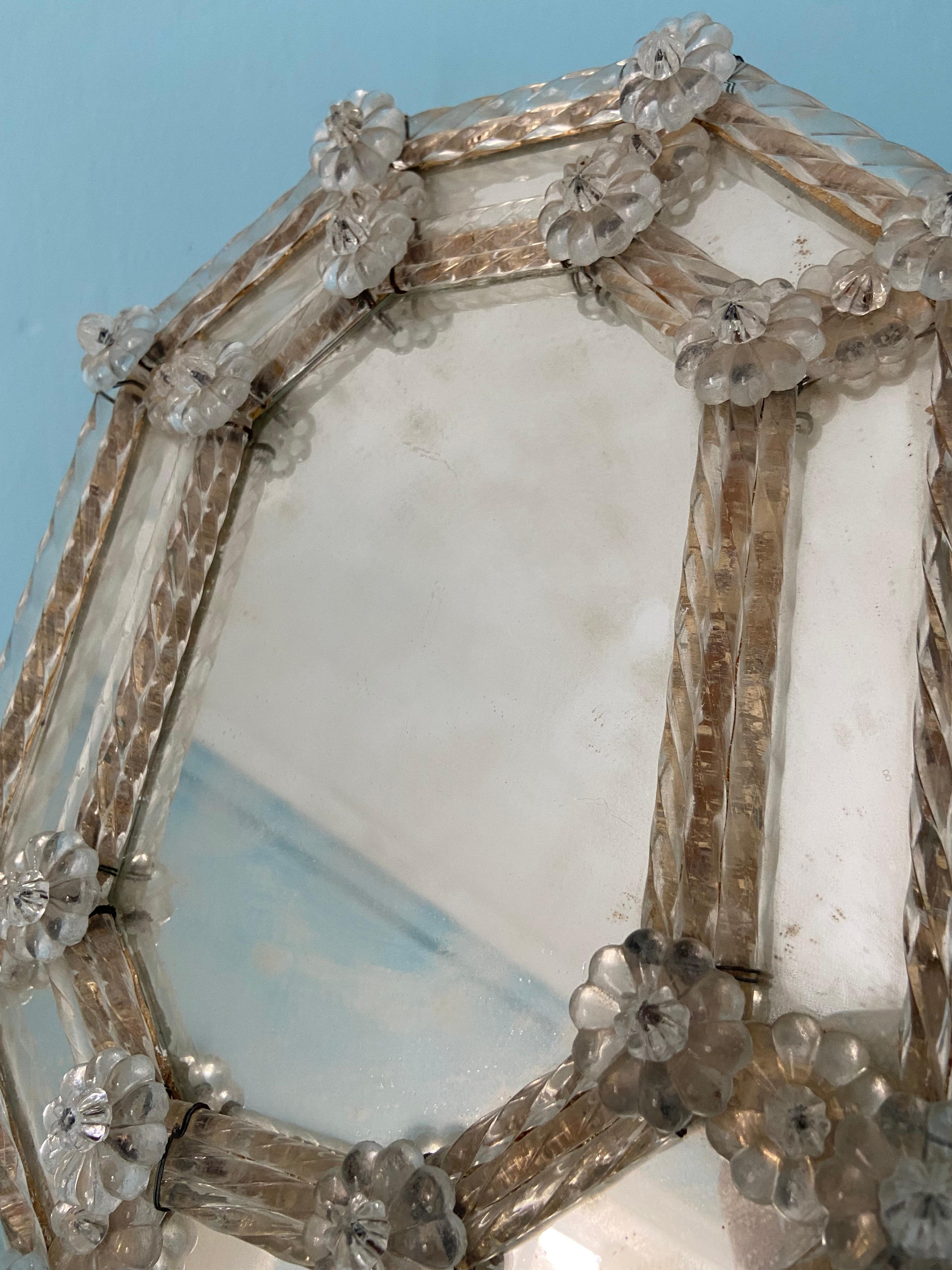 italien Miroir en verre de Murano des années 1950 en vente