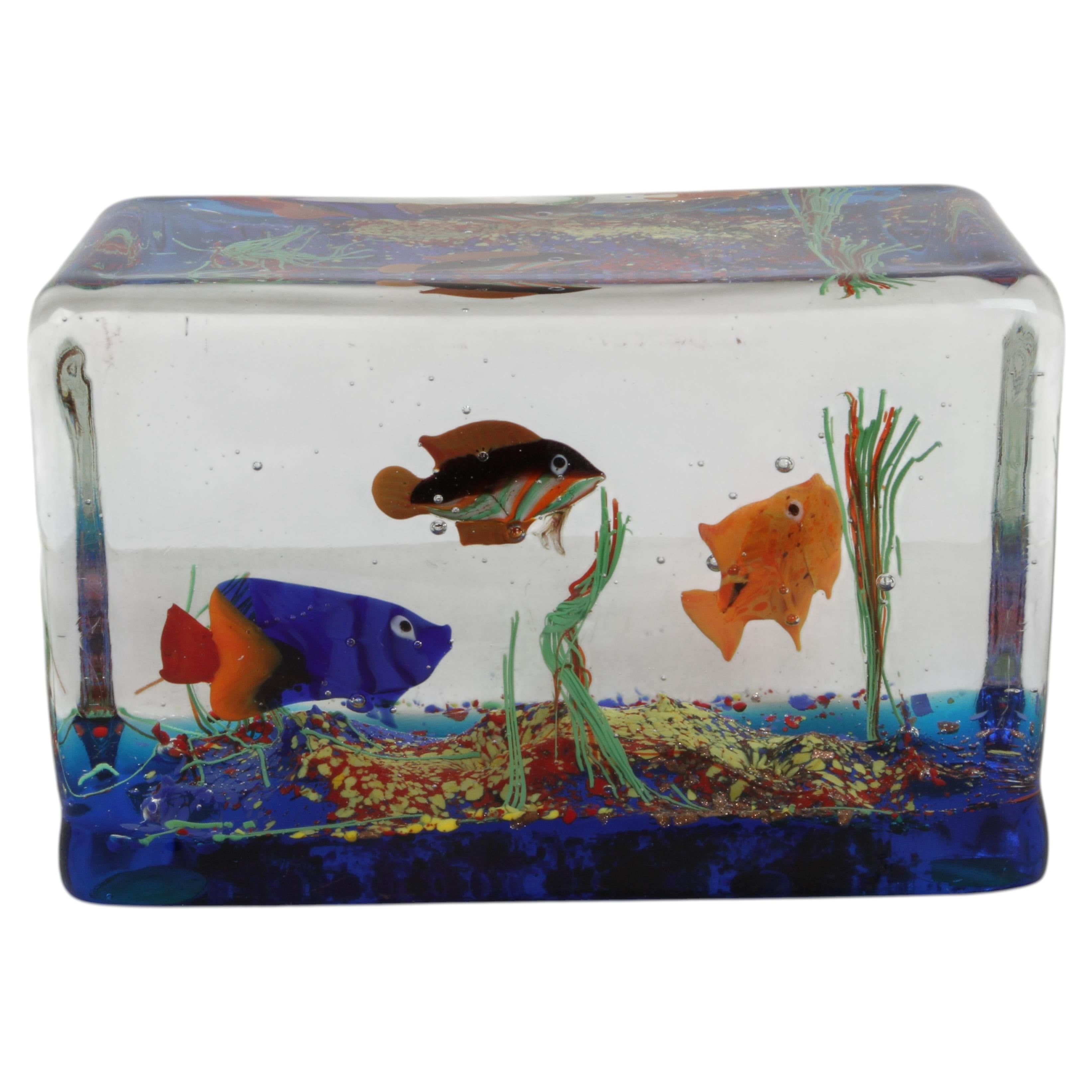 1950s Murano Glass Sommerso Aquarium Block - Attributed to Barbini / Cenedese