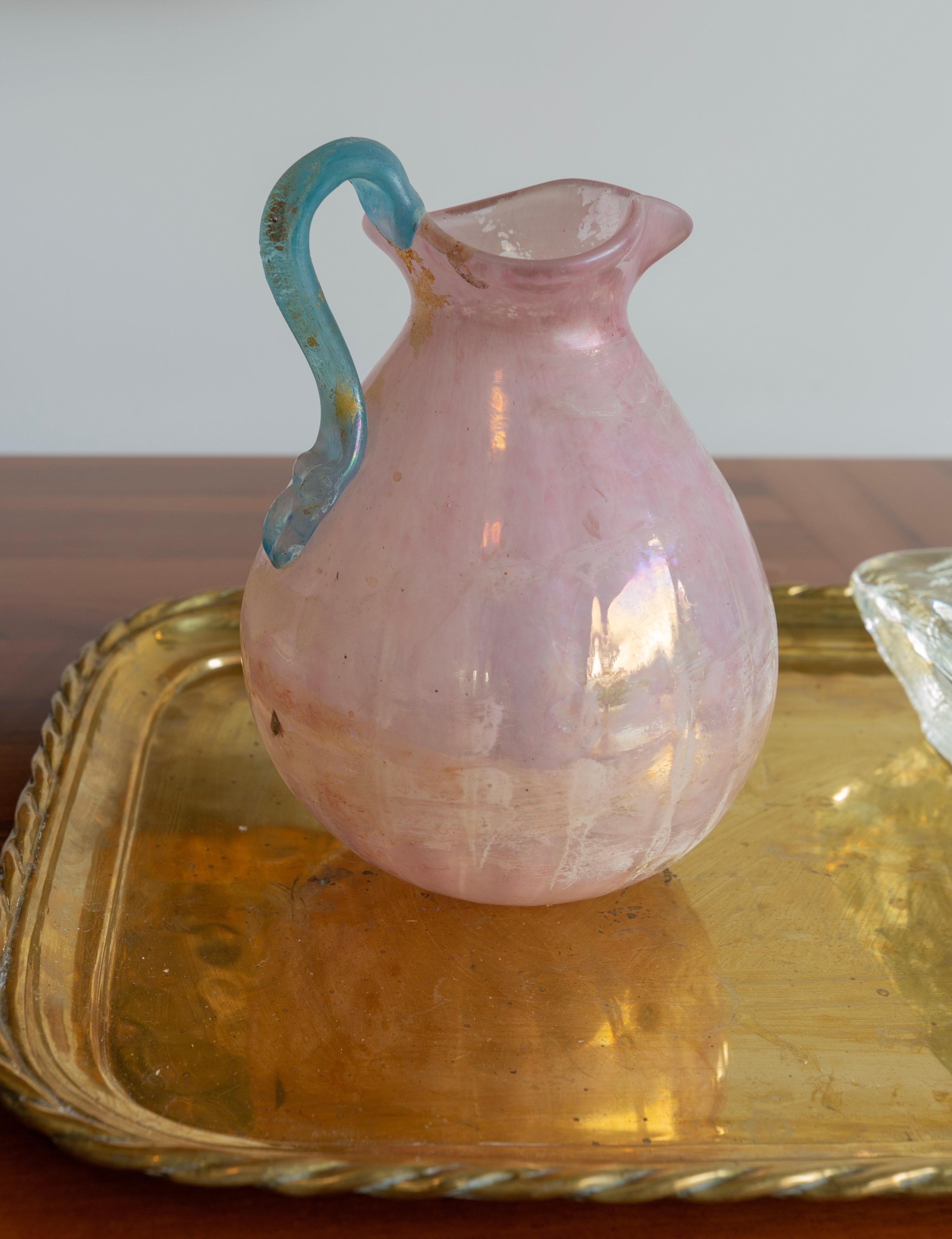 1950er Murano Scavo Glas Krug Gefäß mit Henkel im Zustand „Gut“ im Angebot in Brooklyn, NY