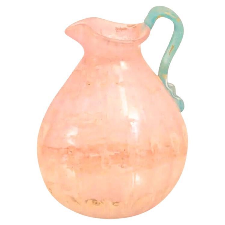 1950er Murano Scavo Glas Krug Gefäß mit Henkel im Angebot