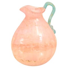 1950s Murano Scavo Glass Pitcher Vessel with Handle