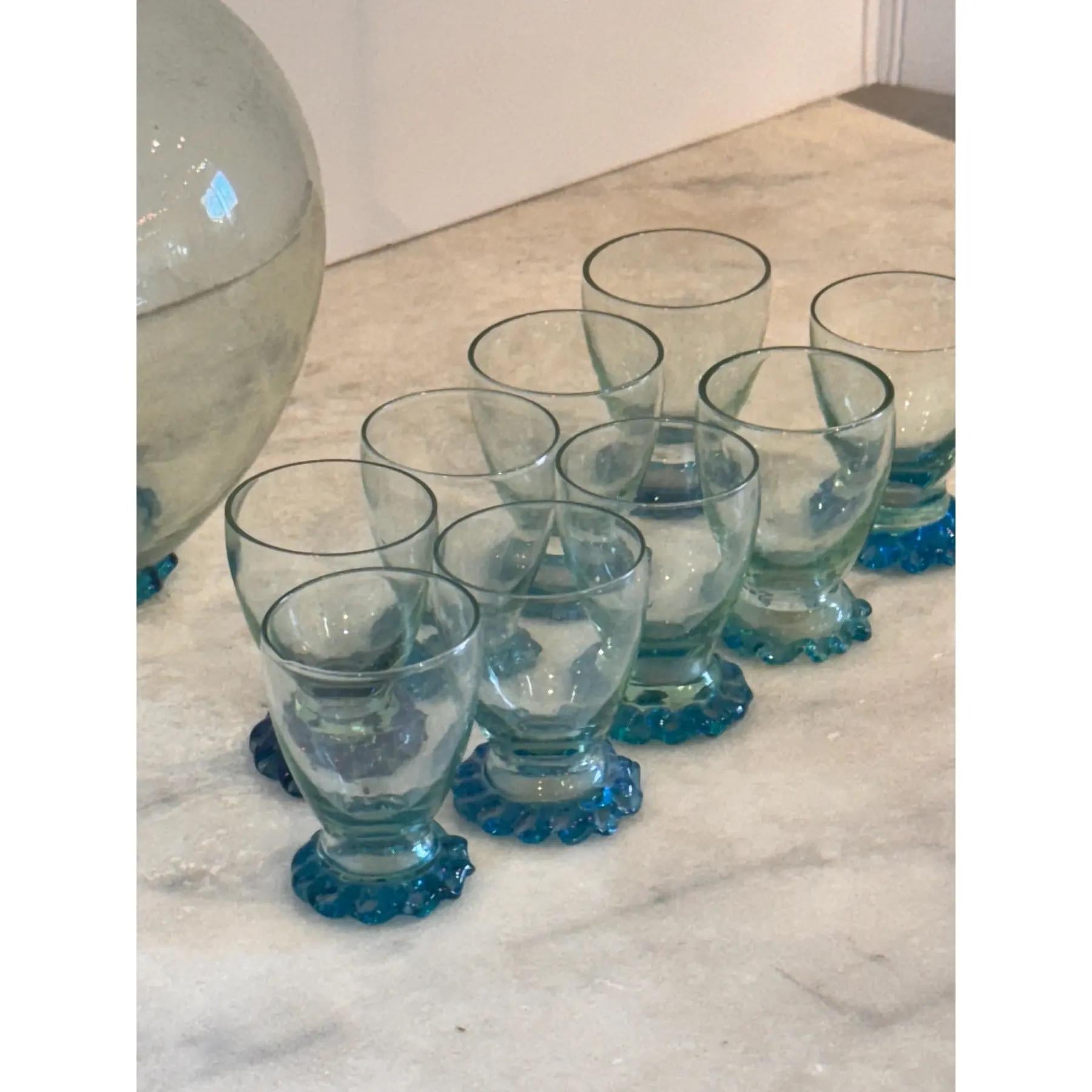 1950er Murano Stil Schnapsglas Set - 10 Pieces im Zustand „Gut“ im Angebot in Charlottesville, VA