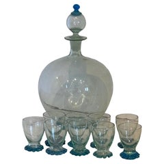 1950s Murano Style Cordial Glass Set- 10 Pieces