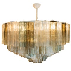 1950s Murano Tronchi Ceiling Light Clear Smoked Amber Blown Glass Components