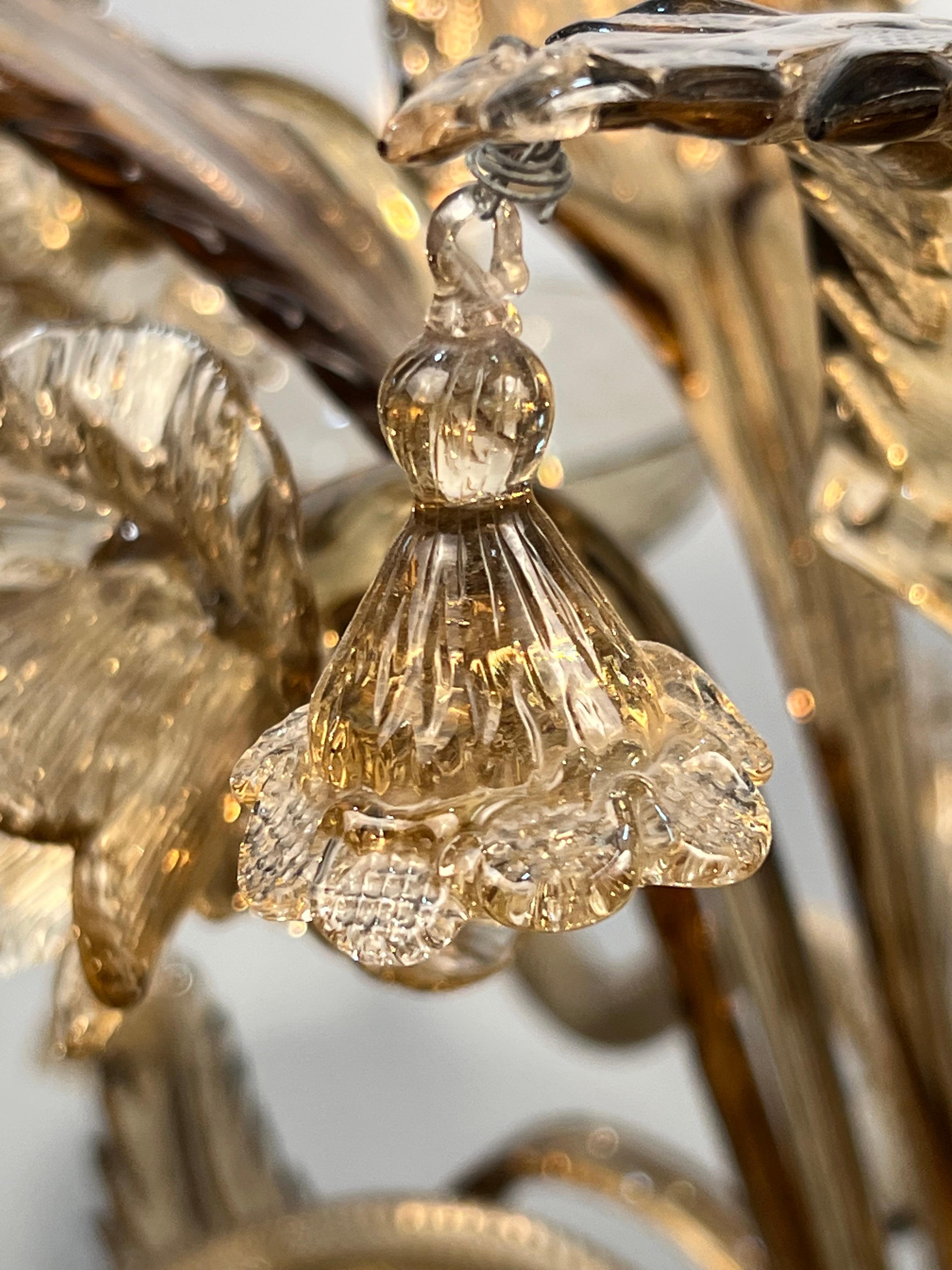 1950s Murano Venetian Amber Glass Chandelier For Sale 8