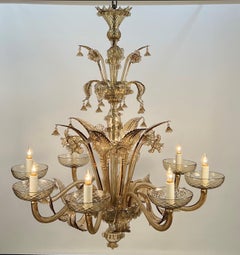1950s Murano Venetian Amber Glass Chandelier