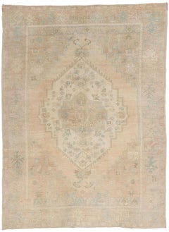 1950's Muted Turkish Oushak Carpet with Modern Style