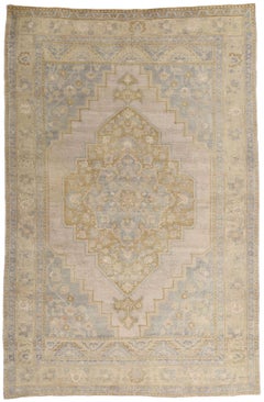1950's Muted Turkish Oushak Carpet with Modern Style