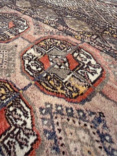 Neutral Turkmen Bukhara Rug • Handwoven Vintage Scatter Carpet (4×5) • 1960s