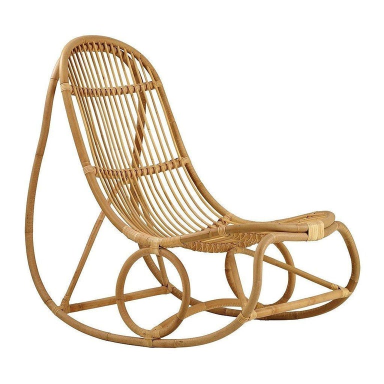 Mid-Century Modern 1950s Nanna Ditzel Design Rattan Rocking Chair For Sale