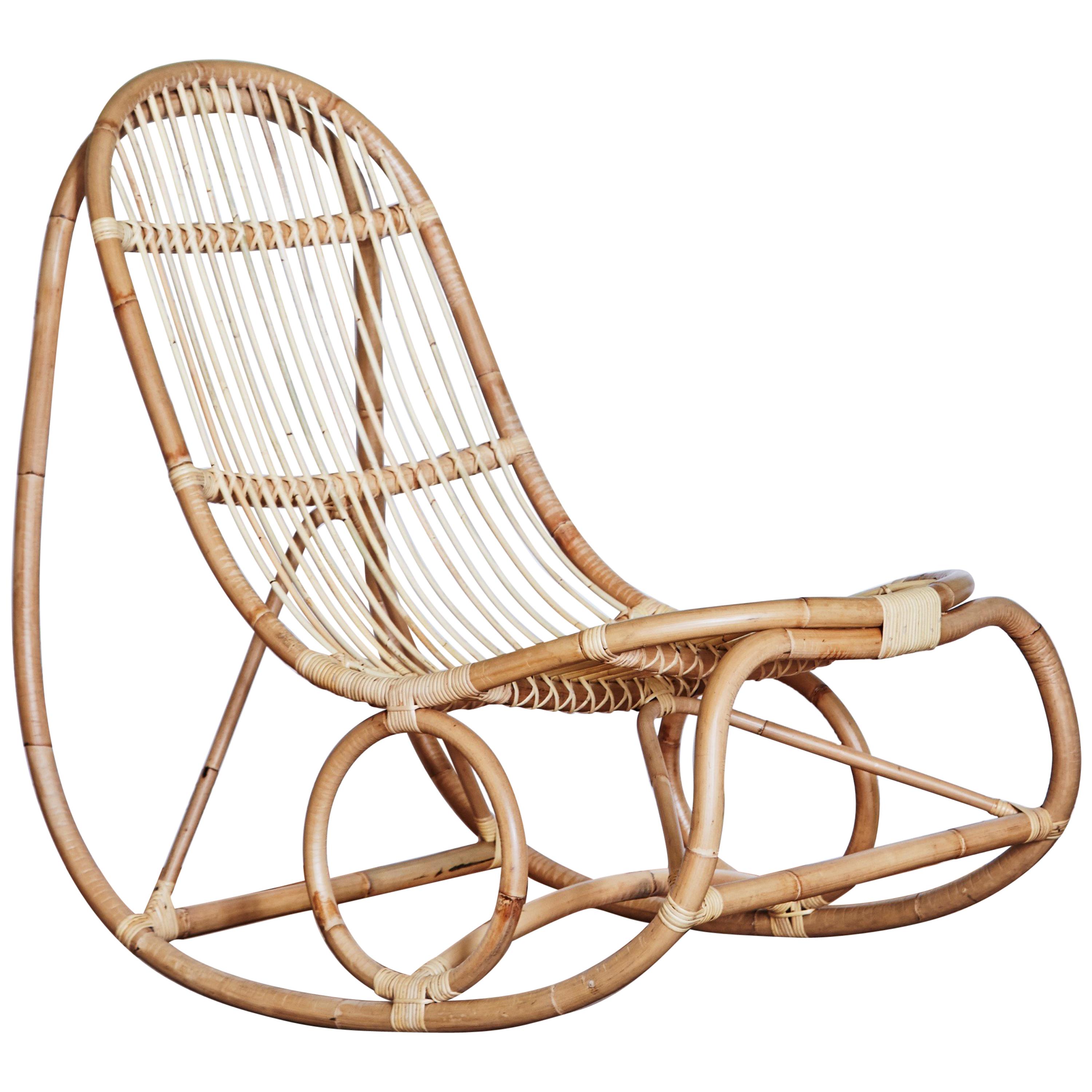 1950s Nanna Ditzel Design Rattan Rocking Chair