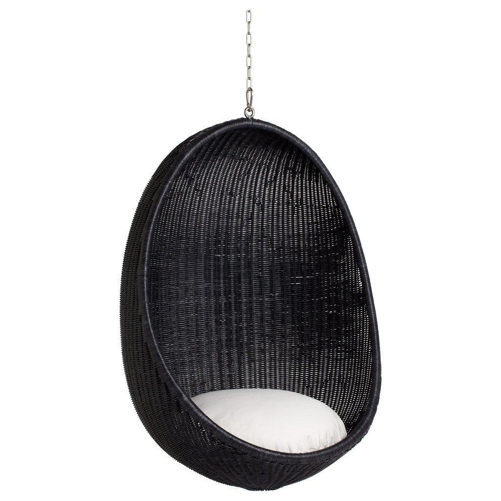 Nanna & Jorgen Ditzel Design Hanging Black Lacquered Rattan Egg Chair In New Condition For Sale In Tourcoing, FR