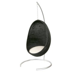 Nanna & Jorgen Ditzel Design Hanging Black Lacquered Rattan Egg Chair