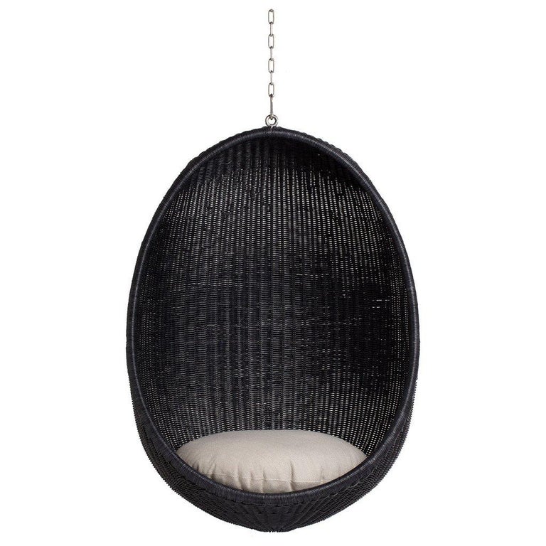 1950s Nanna Jorgen Ditzel Design Hanging Outdoor Black Egg Chair