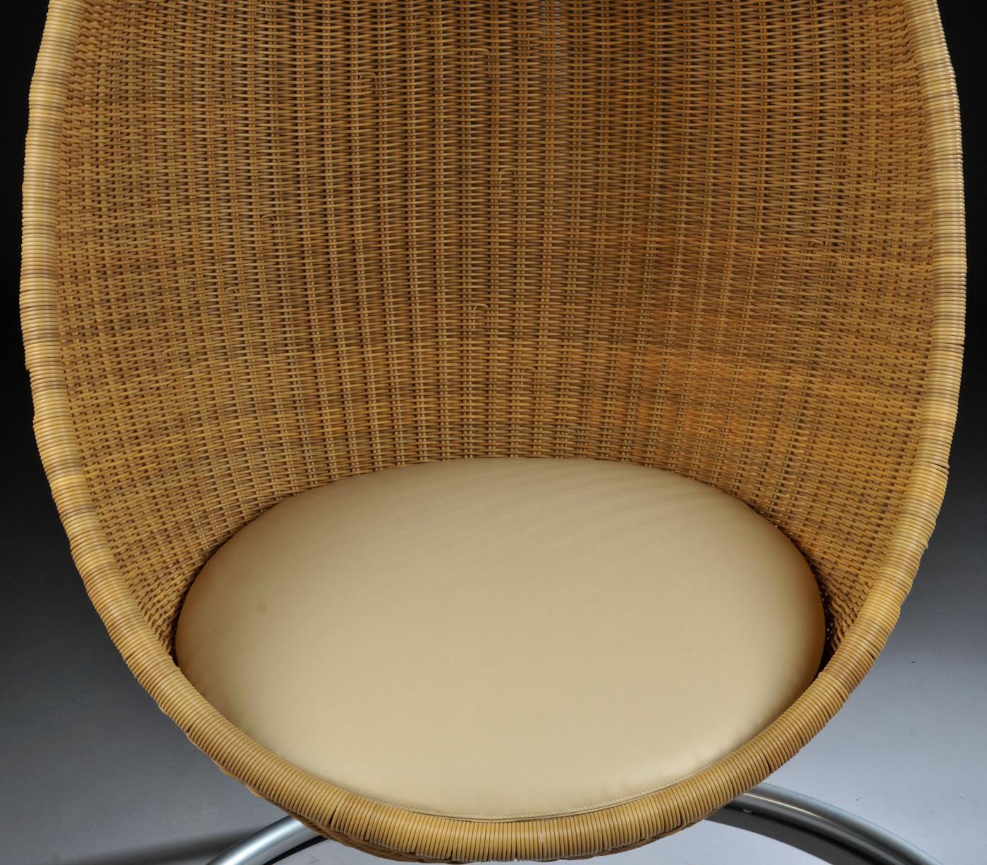 Danish 1950s Nanna & Jorgen Ditzel Design Hanging Rattan Egg Chair For Sale