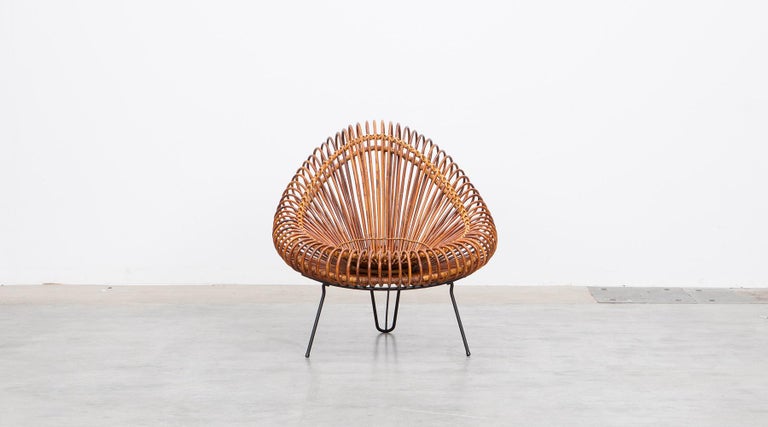 French 1950s Natural Basket Lounge Chairs by Janine Abraham and Dirk Jan Rol 'c' For Sale