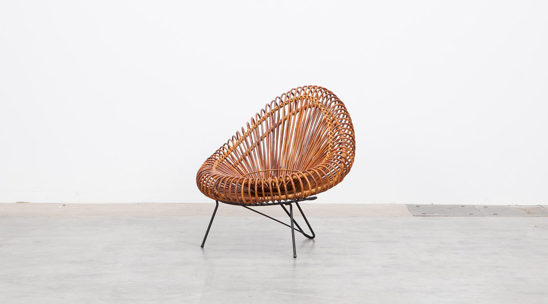 Mid-Century Modern 1950s Natural Basket Lounge Chairs by Janine Abraham and Dirk Jan Rol 'c'