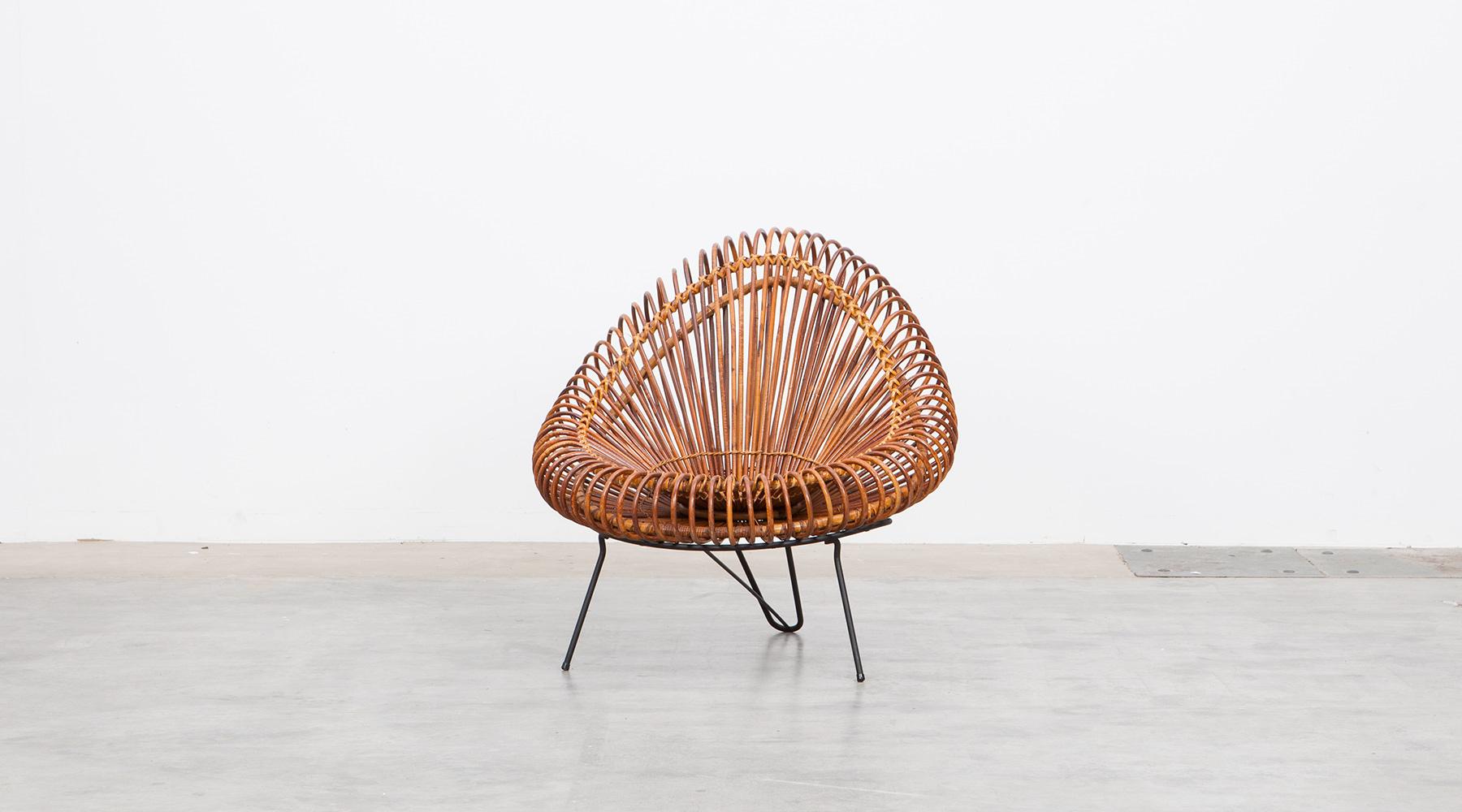French 1950s Natural Basket Lounge Chairs by Janine Abraham and Dirk Jan Rol 'c'