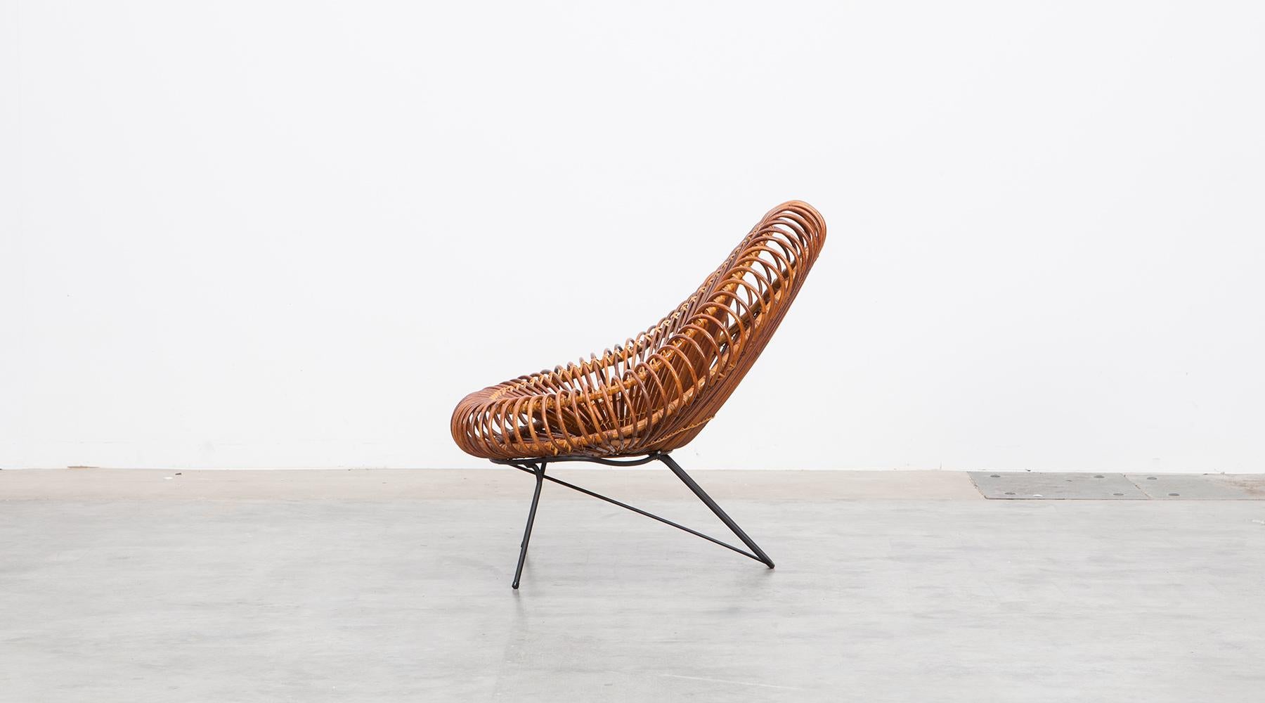 Steel 1950s Natural Basket Lounge Chairs by Janine Abraham and Dirk Jan Rol 'c'