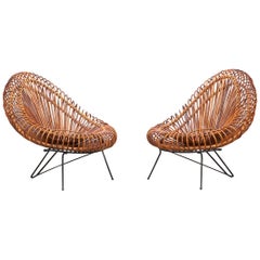 1950s Natural Basket Lounge Chairs by Janine Abraham and Dirk Jan Rol 'c'