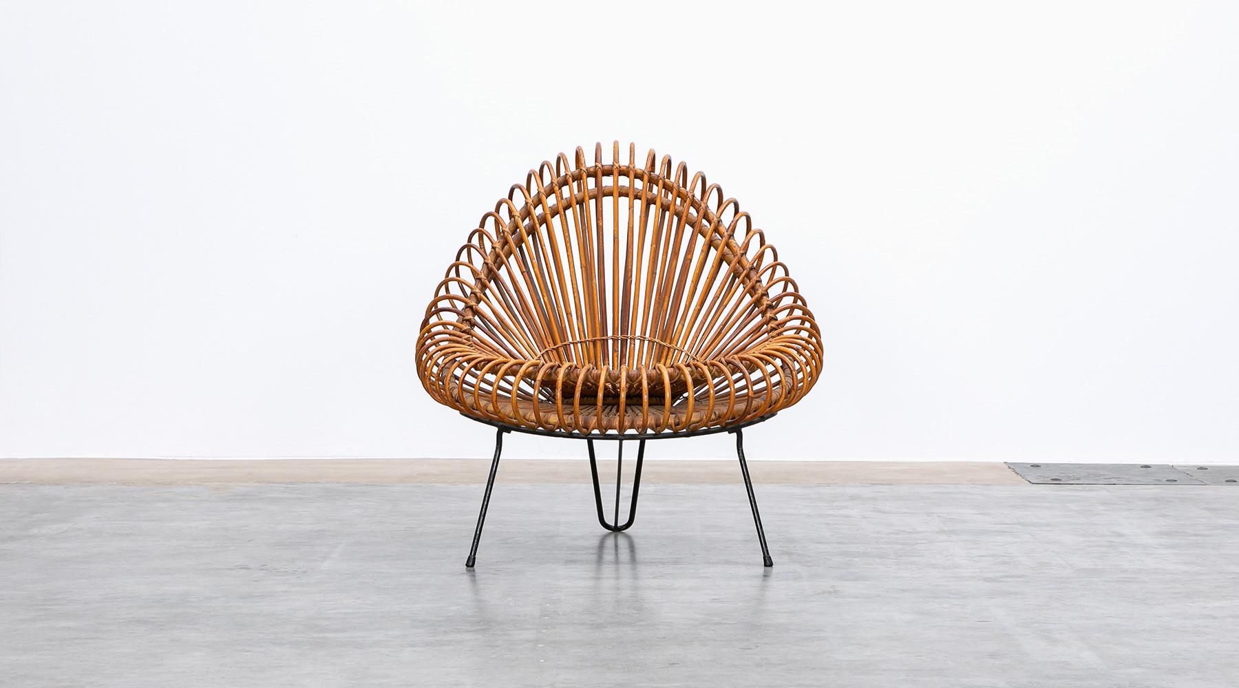 French 1950s Natural Basket Lounge Chairs by Janine Abraham and Dirk Jan Rol 'e' For Sale