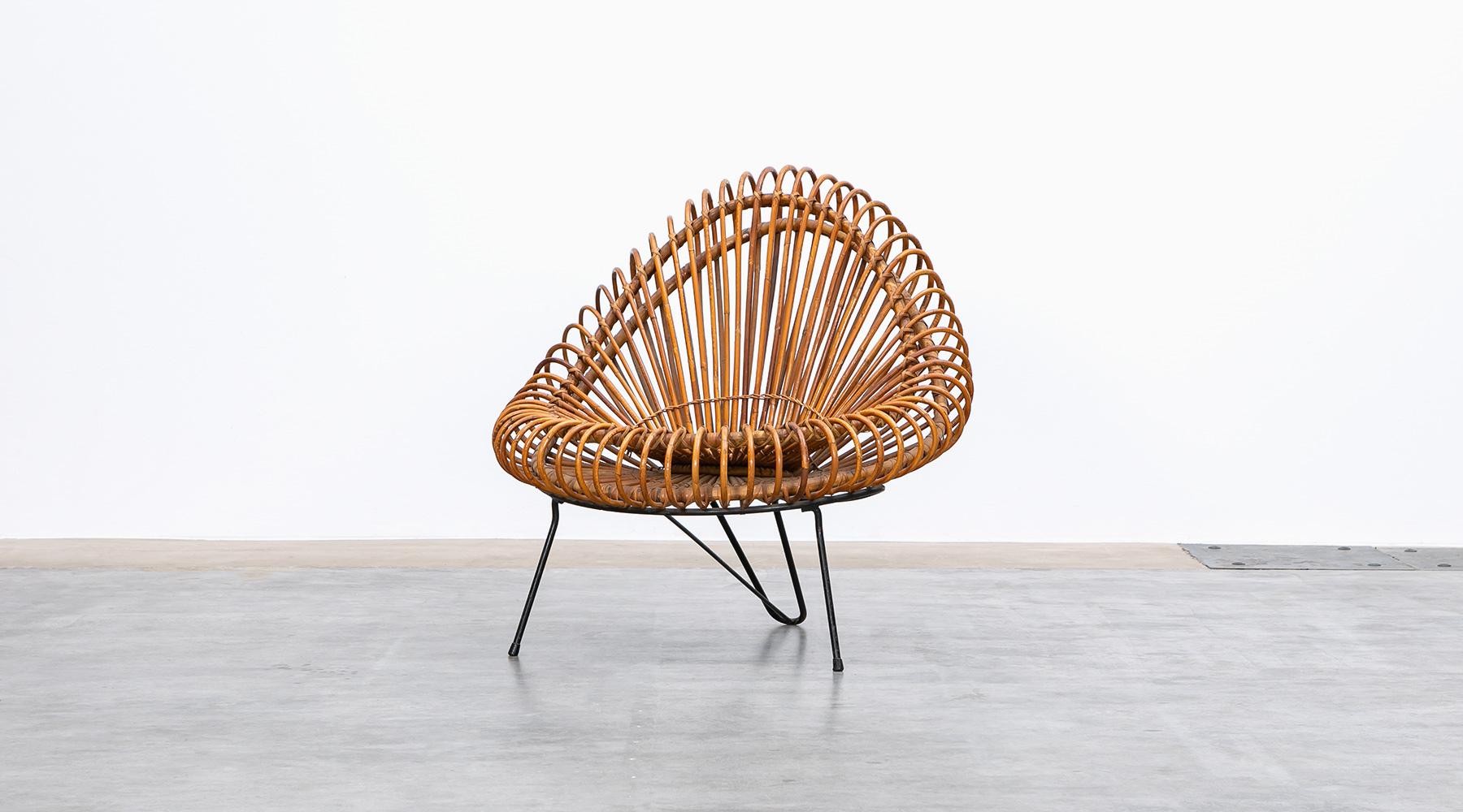 1950s Natural Basket Lounge Chairs by Janine Abraham and Dirk Jan Rol 'e' In Good Condition For Sale In Frankfurt, Hessen, DE