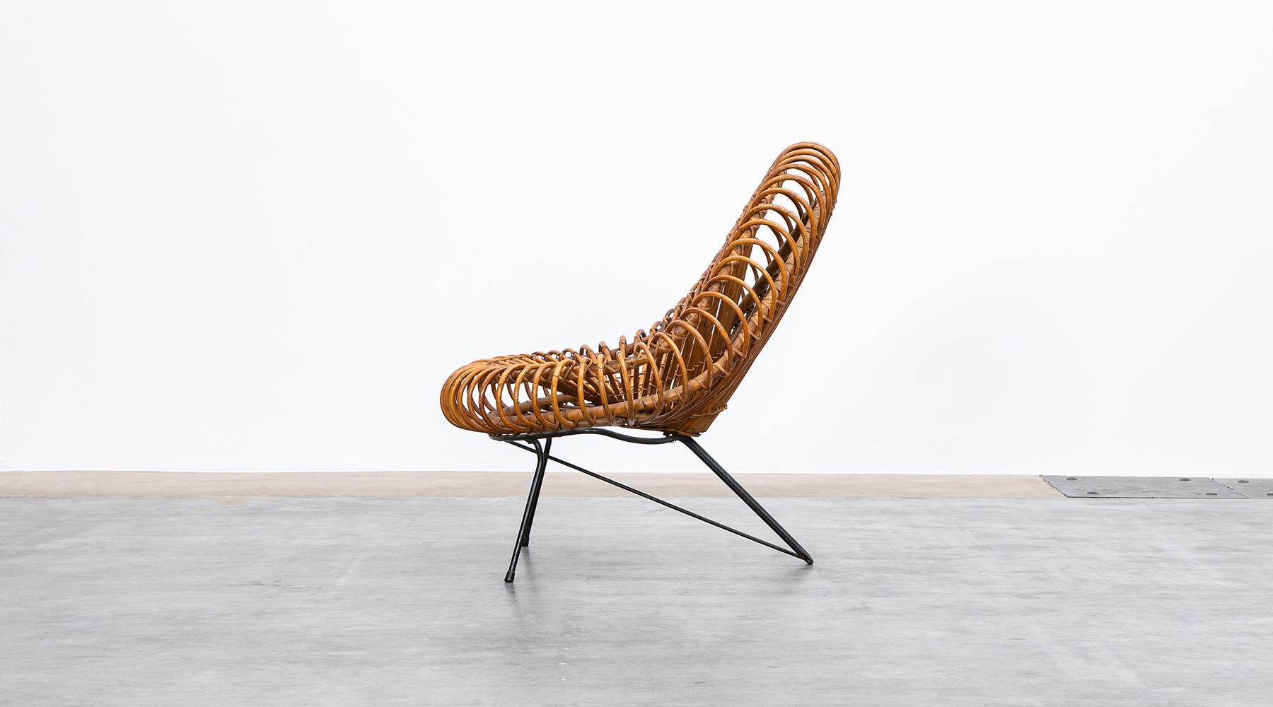 Wicker 1950s Natural Basket Lounge Chairs by Janine Abraham and Dirk Jan Rol 'e' For Sale