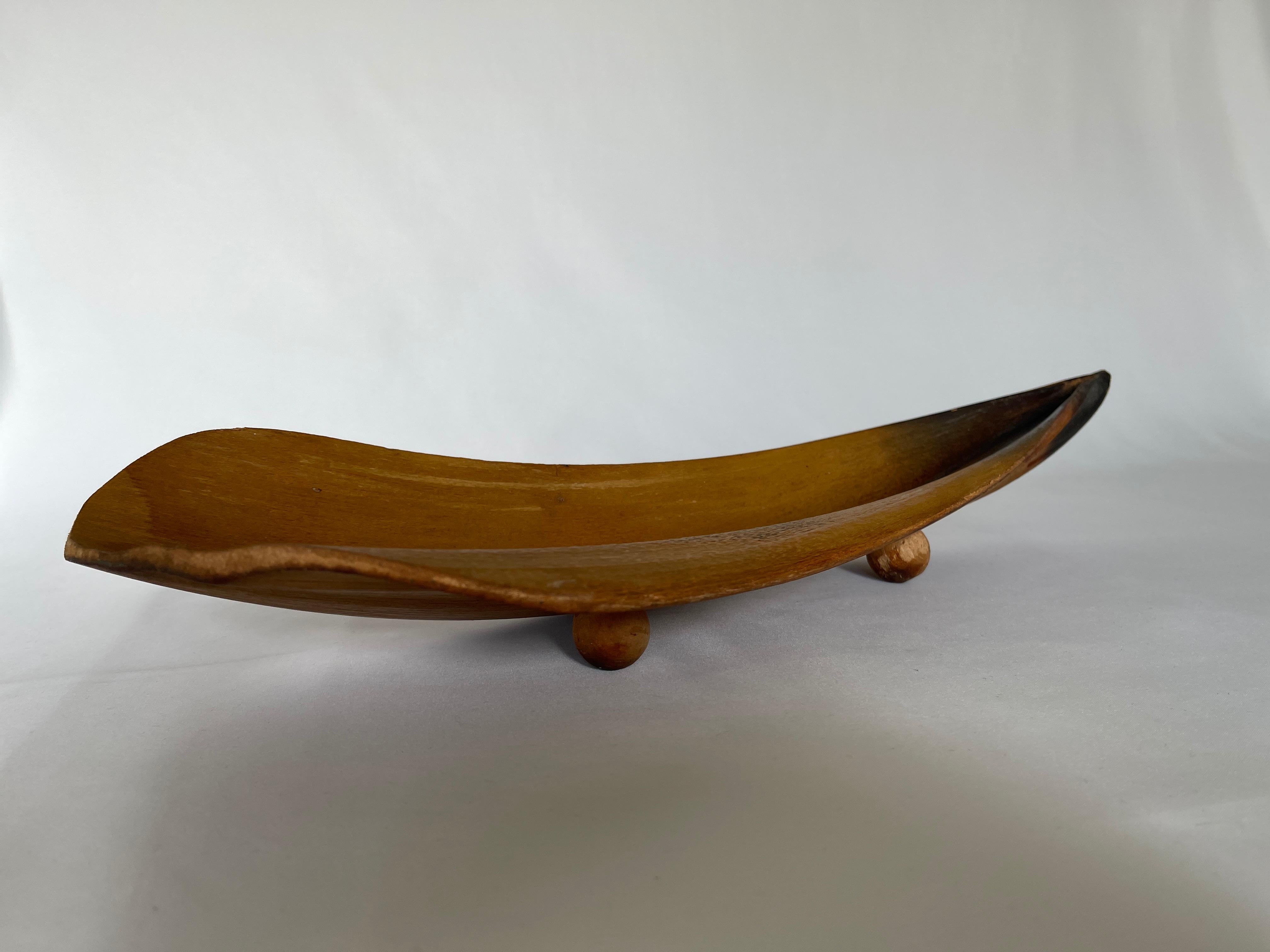Bandeja de centro de mesa con hojas de palmera natural de Florida de los años 50 en Bueno estado para la venta en New York, NY