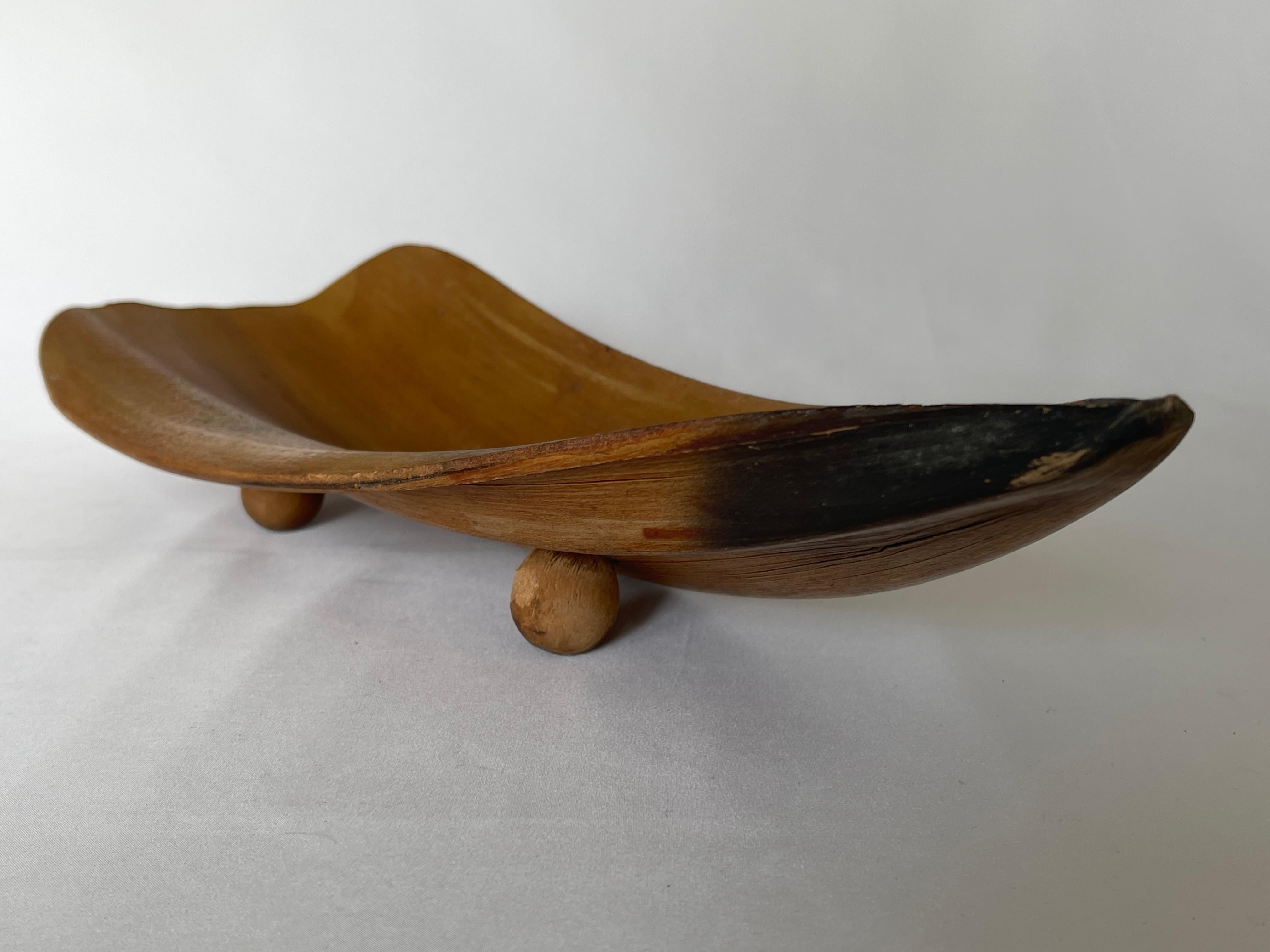 Bandeja de centro de mesa con hojas de palmera natural de Florida de los años 50 en venta 1