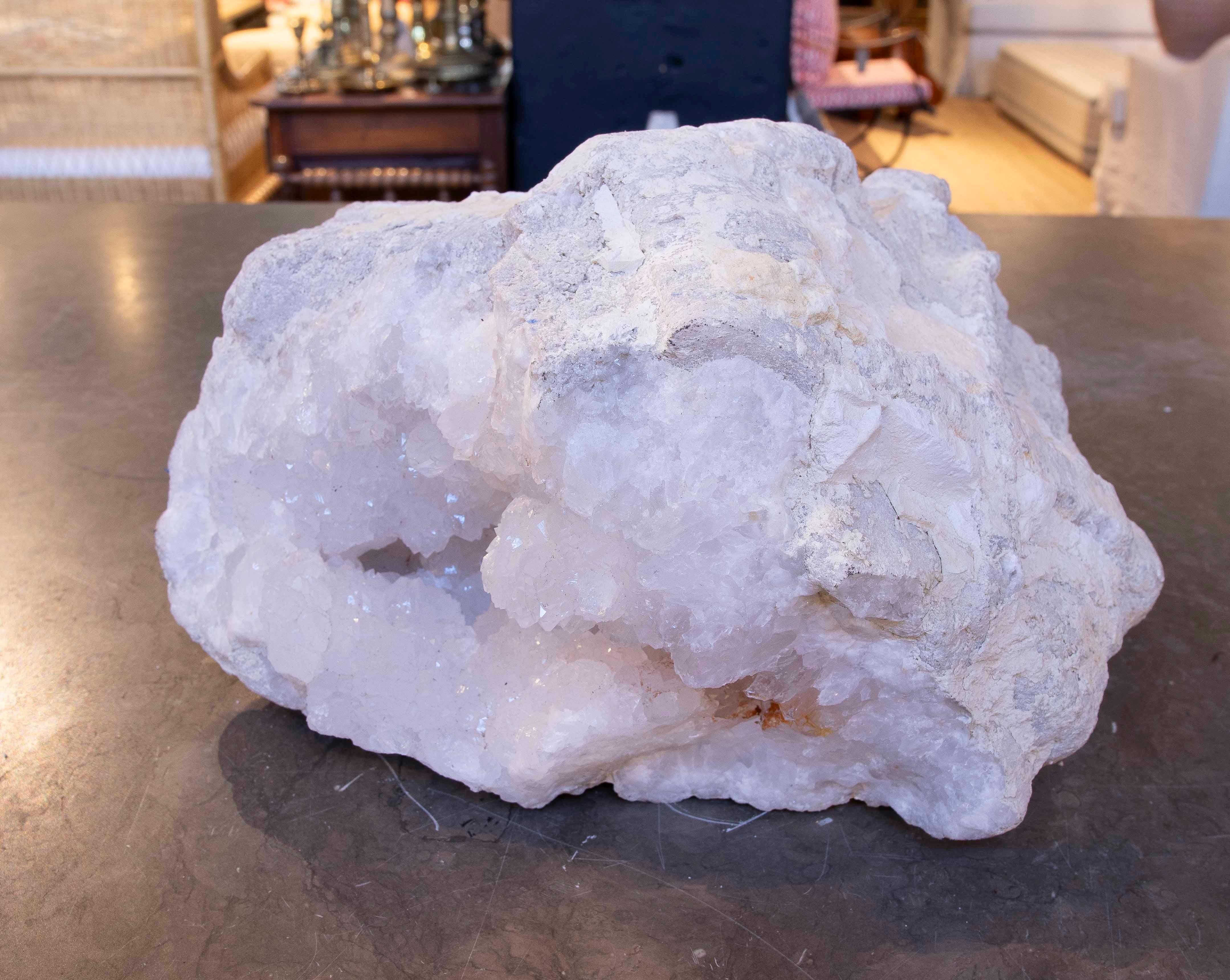 European 1950s Natural Quartz Geode Decorative Object For Sale