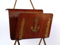 1950s Nautical Anchor Midcentury Italian Design Bentwood Magazine Rack